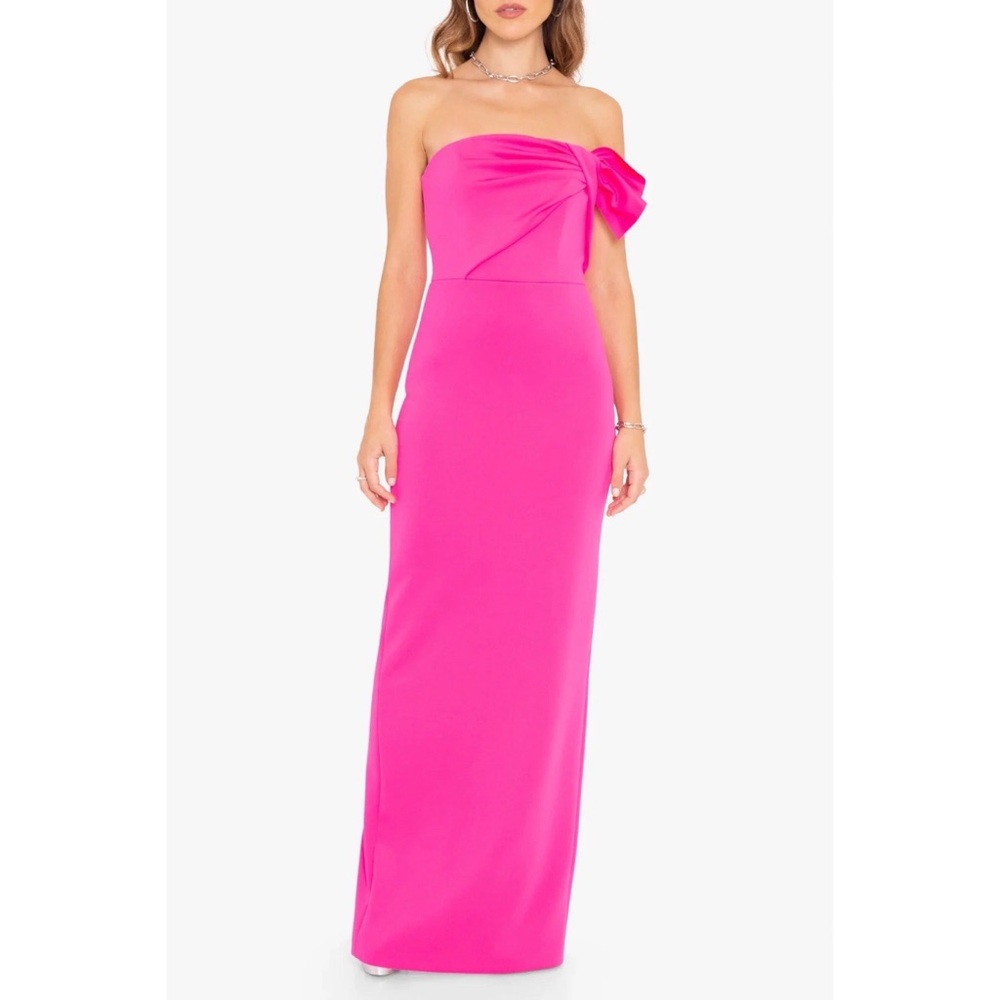 $575 Black Halo Women's Divina Gown Maxi Dress Pink Strapless 2 - Picture 4 of 14